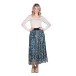 Platinum Φούστα Πετρολ Με Μπεζ Σχέδια Γυναικεία Με Σούρα Μακριά All Day Free Size - IT-2193-RP