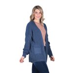 Platinum Ζακέτα Μπλε Γυναικεία Μακριά Πλεκτή Με Τσέπες Free Size - IT-22005 - Image 2