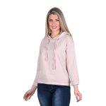 Platinum Μπλούζα Ροζ Nude Με Κουκούλα Γυναικεία Casual All Day Free Size - IT-2408-PKN - Image 2
