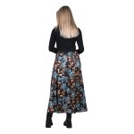 Platinum Φούστα Μαύρη Με Γήινα Και Μπλε Floral Γυναικεία Με Σούρα Μακριά Free Size - IT-2507-BL - Image 3