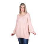 Platinum Μπλούζα Ροζ Nude Γυναικεία Πλεκτή Με Ντεκολτέ Casual All Free Size - IT-3004-PNK