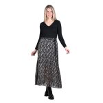 Platinum Φούστα Μαύρη Με Μπεζ Γυναικεία Πολύχρωμη Πλισέ Με Μidi All Day Free Size - IT-3210-BZ