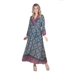 Platinum Φόρεμα Πετρόλ Με Μωβ & Εμπριμέ Γυναικείο Κρουαζέ Klos All Day - IT-4963-PR - Image 2