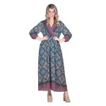 Platinum Φόρεμα Πετρόλ Με Μωβ & Εμπριμέ Γυναικείο Κρουαζέ Klos All Day - IT-4963-PR