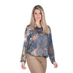 Platinum Πουκάμισο Γαλάζιο Με Γήινα Εμπριμέ Σχέδια Γυναικείο Mακρυμάνικο All Day - IT-52-GU-P - Image 2