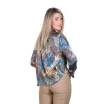 Platinum Πουκάμισο Γαλάζιο Με Γήινα Εμπριμέ Σχέδια Γυναικείο Mακρυμάνικο All Day - IT-52-GU-P - Image 3