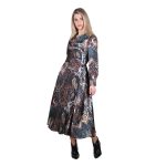 Platinum Φόρεμα Μαύρο Γυναικείο Με Γήινα Εμπριμέ Μακρύ Μεσάτο All Day - IT-56-GU-BC - Image 3