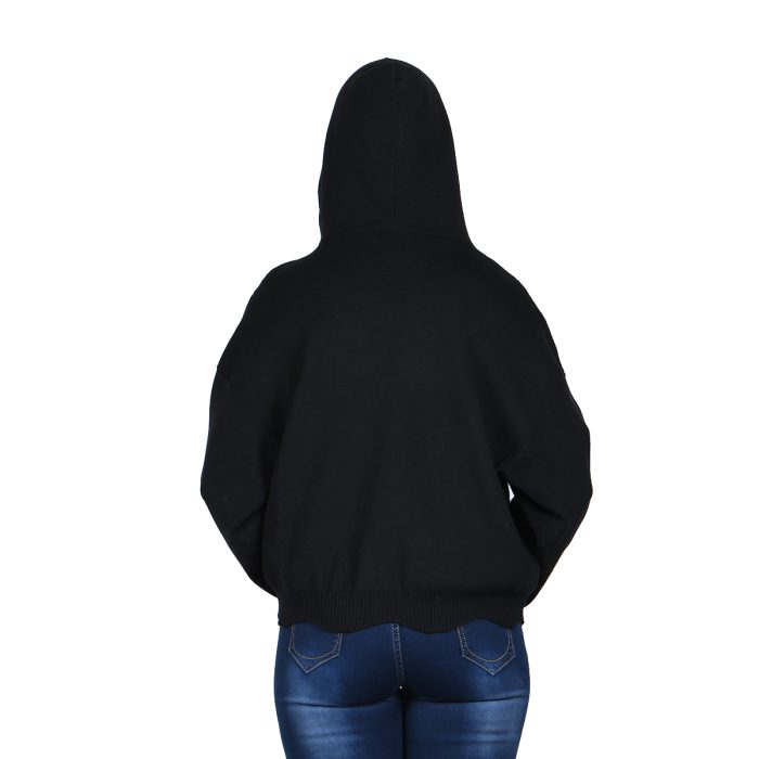 Platinum Μπλούζα Μαύρη Γυναικεία Casual Με Κουκούλα All Day Free Size - IT-5614-B - Image 4