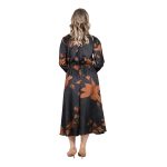 Platinum Φόρεμα Καφέ Με Ταμπά Φύλλα Γυναικείο Midi Μεσάτο All Day Free Size - IT-57-GU-BR - Image 4