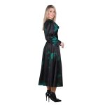 Platinum Φόρεμα Μαύρο Με Πράσινα Φύλλα Γυναικείο Midi Μεσάτο All Day Free Size - IT-57-GU-G - Image 3