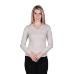 Platinum Μπλούζα Εκρού Μεταλλιζέ Γυναικεία Μακρυμάνικη Με Ντεκολτέ All Day - IT-6-LAT-EK - Image 2