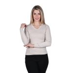 Platinum Μπλούζα Εκρού Μεταλλιζέ Γυναικεία Μακρυμάνικη Με Ντεκολτέ All Day - IT-6-LAT-EK