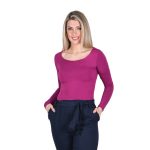 Platinum Μπλούζα Φούξια Γυναικεία Μακρυμάνικη Στενή Ελαστική Νεανική Casual All Day - IT-6174-F - Image 2