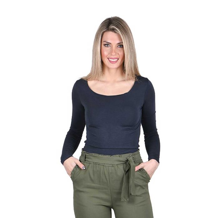 Platinum Μπλούζα Ανθρακί Γυναικεία Μακρυμάνικη Στενή Ελαστική Νεανική Casual - IT-6174-HR - Image 3