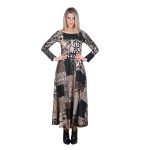 Platinum Φόρεμα Μαύρο Με Μπεζ Γυναικείο Κλος Μακρύ Μεσάτο All Day Free Size - IT-76-GU-BZ - Image 3