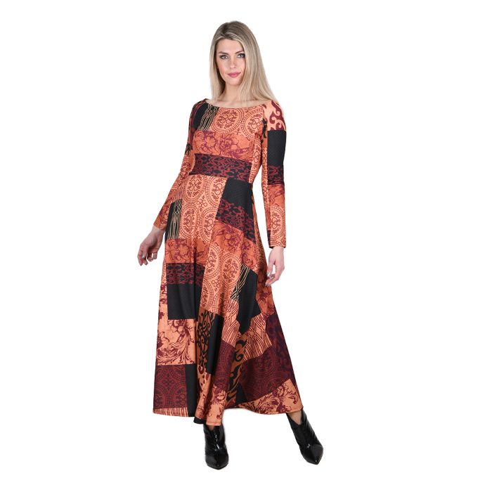 Platinum Φόρεμα Εκάι Με Σχέδια Γυναικείο Κλος Μακρύ Μεσάτο All Day Free Size - IT-76-GU-R - Image 3