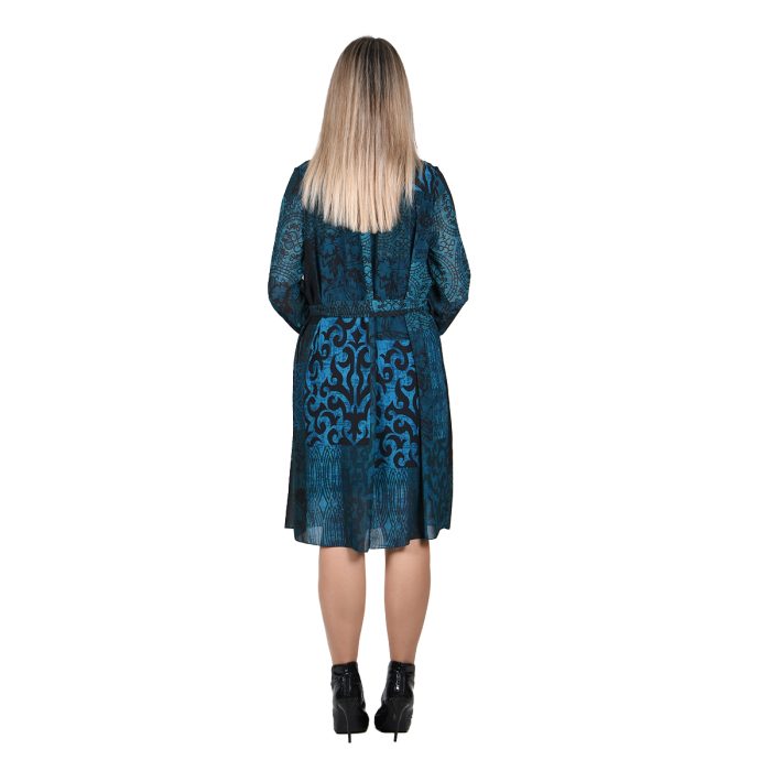 Platinum Φόρεμα Πετρόλ Με Εμπριμέ Σχέδια Γυναικείο Νεανικό Εβαζέ All Day Free Size - IT-78-GU-P - Image 4
