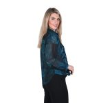 Platinum Πουκάμισο Πετρόλ Με Μαύρα Σχέδια Γυναικείο Mακρυμάνικο Boho All Day - IT-82-GU-PR - Image 2