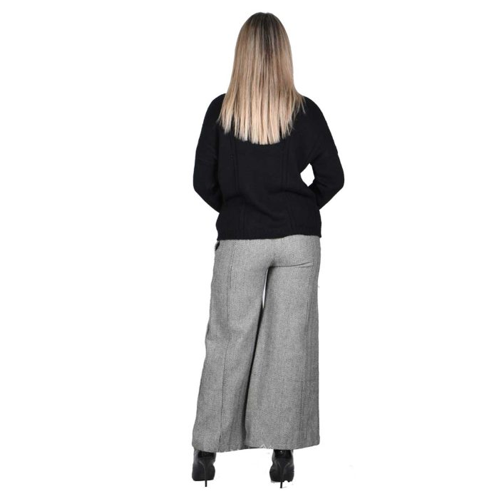 Platinum Παντελόνι Γκρι Γυναικείο Φαρδύ Με Σχέδιο Ψαροκόκαλο All Day - MO-2046 - Image 3