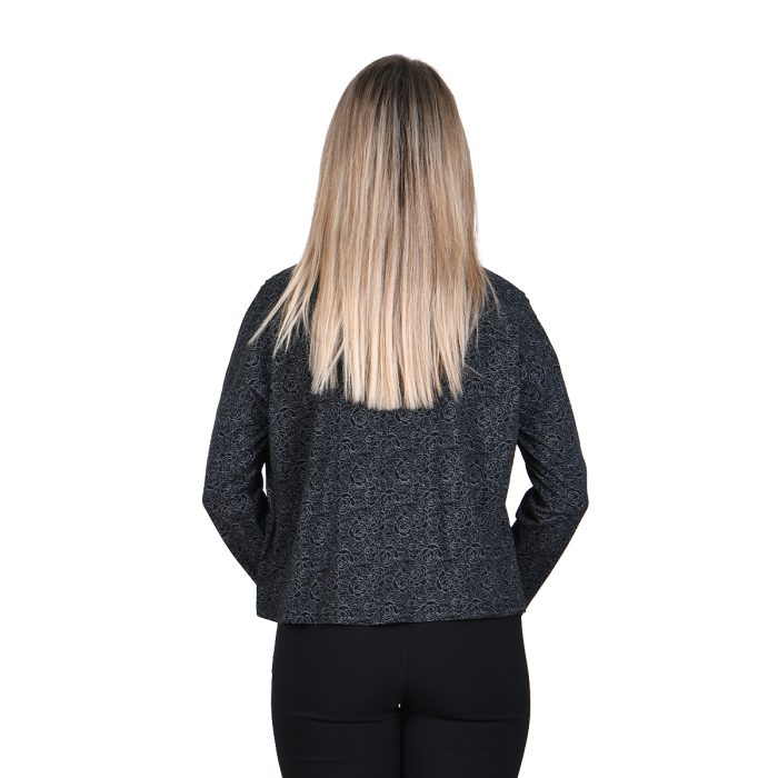 Platinum Μπλούζα Μαύρη Με Σχέδια Γυναικεία Μακρυμάνικη Boho Casual All Day - MO-865 - Image 3