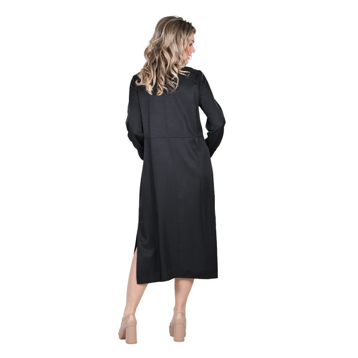 Platinum Φόρεμα Μαύρο Γυναικείο Ανοιξιάτικο Midi Mακρυμάνικο All Day Free Size - ΙΤ-1128-BC - Image 3