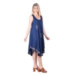 Platinum Καφτάνι - Φόρεμα Μπλε Γυναικείο Με Χοντρή Τιράντα Κοντό Αρχαιοελληνικό -124115-BL - Image 2