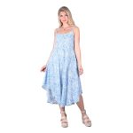 Platinum Φόρεμα - Καφτάνι Γαλάζιο Με Boho Σχέδιο Γυναικείο Μidi Τιραντέ Ασύμμετρο Free Size - 32421-11