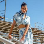 Platinum Πουκάμισο Top Γαλάζιο Με Σχέδια Γυναικείο Κοντό Με Δέσιμο Casual Free Size - 42318-3C