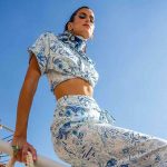 Platinum Πουκάμισο Top Γαλάζιο Με Σχέδια Γυναικείο Κοντό Με Δέσιμο Casual Free Size - 42318-3C - Image 6