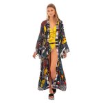 Platinum Κιμονό Μαύρο Με Πολύχρωμα Σχέδια Γυναικείο Μακρυμάνικο All Day - 42496 - Image 2