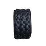 Fairyland Moschato Βραχιόλι Mαύρο Δερμάτινο Unisex Casual Με Τριπλή Πλεξούδα - FM-0082