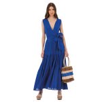 Platinum Φόρεμα Μπλε Γυναικείο Μaxi Εξώπλατο Ρομαντικό All Day Free Size - SAR-62202-BL