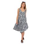 Platinum Φόρεμα - Καφτάνι Ασπρόμαυρο Γυναικείο Midi Με Boho Σχέδιο Umbrella Free Size - 12411