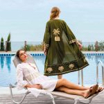 Platinum Κιμονό Λαδί Γυναικείο Με Κεντητά Χρυσά Αρχαιοελληνικά Σχέδια All Day Free Size - 124131