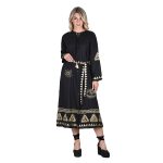 Platinum Φόρεμα Μαύρο Γυναικείο Μακρυμάνικο Με Χρυσό Κεντητό Μάτι Σύμβολα Και Κουμπιά -124135-BC