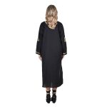 Platinum Φόρεμα Μαύρο Γυναικείο Μακρυμάνικο Με Χρυσό Κεντητό Μάτι Σύμβολα Και Κουμπιά -124135-BC - Image 3