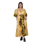 Platinum Φόρεμα Κίτρινο Με Boho Σχέδια Γυναικείο Μακρύ Με Ντεκολτέ All Day Free Size - 12436-FS