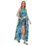 Platinum Τουνίκ Τυρκουάζ Με Boho Σχέδια Γυναικεία Μακριά Καλοκαιρινή Αέρινη All Day Free Size - 12446-TR