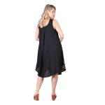 Platinum Καφτάνι - Φόρεμα Μαύρο Γυναικείο Με Χοντρή Τιράντα Umbrella Αρχαιοελληνικά Σύμβολα Free Size -12488-BC - Image 3