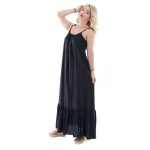 Platinum Φόρεμα Μαύρο Γυναικείο Midi Tιραντέ Eξώπλατο Αέρινο All Day Free Size - 22117-BC