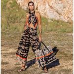 Platinum Παντελόνα Καμπούκι Μαύρη Με Μπεζ Γυναικεία Boho All Day Free Size - 423155-N