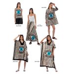 Platinum Καφτάνι Ασπρόμαυρο Γυναικείο Κοντομάνικο Κοντό Με Σχέδιο Μάτι Στόχος Free Size - BAN-42402 - Image 3