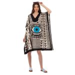 Platinum Καφτάνι Ασπρόμαυρο Γυναικείο Κοντομάνικο Κοντό Με Σχέδιο Μάτι Στόχος Free Size - BAN-42402 - Image 2