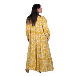 Platinum Φόρεμα Μουσταρδί Με Λευκά Floral Γυναικείο Κοντομάνικο Με Κουμπιά Μακρύ All Day Free Size - 42422-FS - Image 4