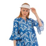 Platinum Καφτάνι - Φόρεμα Μπλε Ρουά Λευκό Εμπριμέ Γυναικείο Εβαζέ Κοντό Με Τρουακάρ - 42426 - Image 2