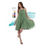 Platinum Φόρεμα Πράσινο Γυναικείο Girly Κοντό Ριχτό Με Παρτούς Ώμους All Day Free Size - SAR-62407-GR - Image 2