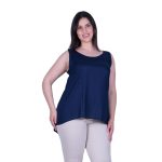 Platinum Μπλούζα Μπλε Σκούρο Γυναικεία Αμάνικη Ασύμμετρη Κlos Free Size - 8098-bxl
