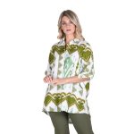 Platinum Πουκάμισο Λαδί – Λευκό Με Boho Σχέδια Γυναικείο Τρουακάρ Λινό Με Βαμβάκι Free Size – 82408-FS