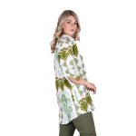 Platinum Πουκάμισο Λαδί – Λευκό Με Boho Σχέδια Γυναικείο Τρουακάρ Λινό Με Βαμβάκι Free Size – 82408-FS - Image 2