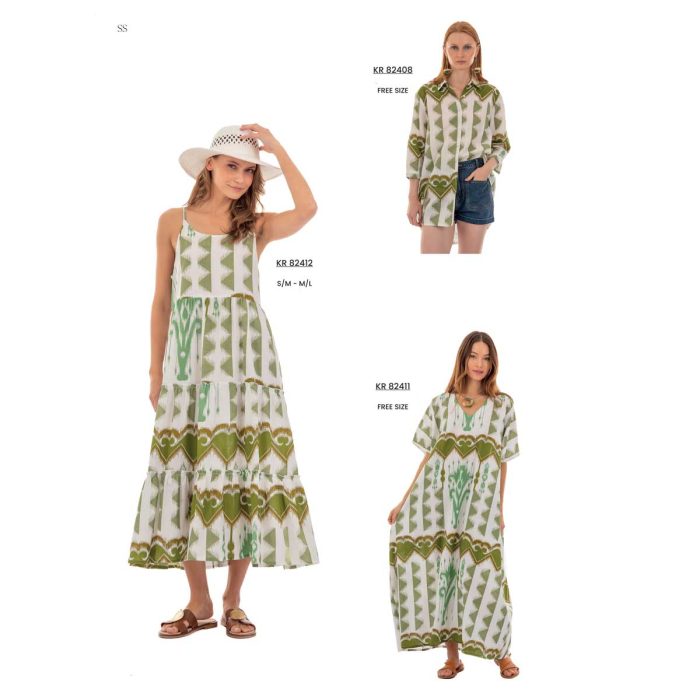 Platinum Παντελόνα Λαδί – Λευκό Με Boho Σχέδια Γυναικείο Λινό Με Βαμβάκι Αέρινη Free Size - 82407 - Image 6